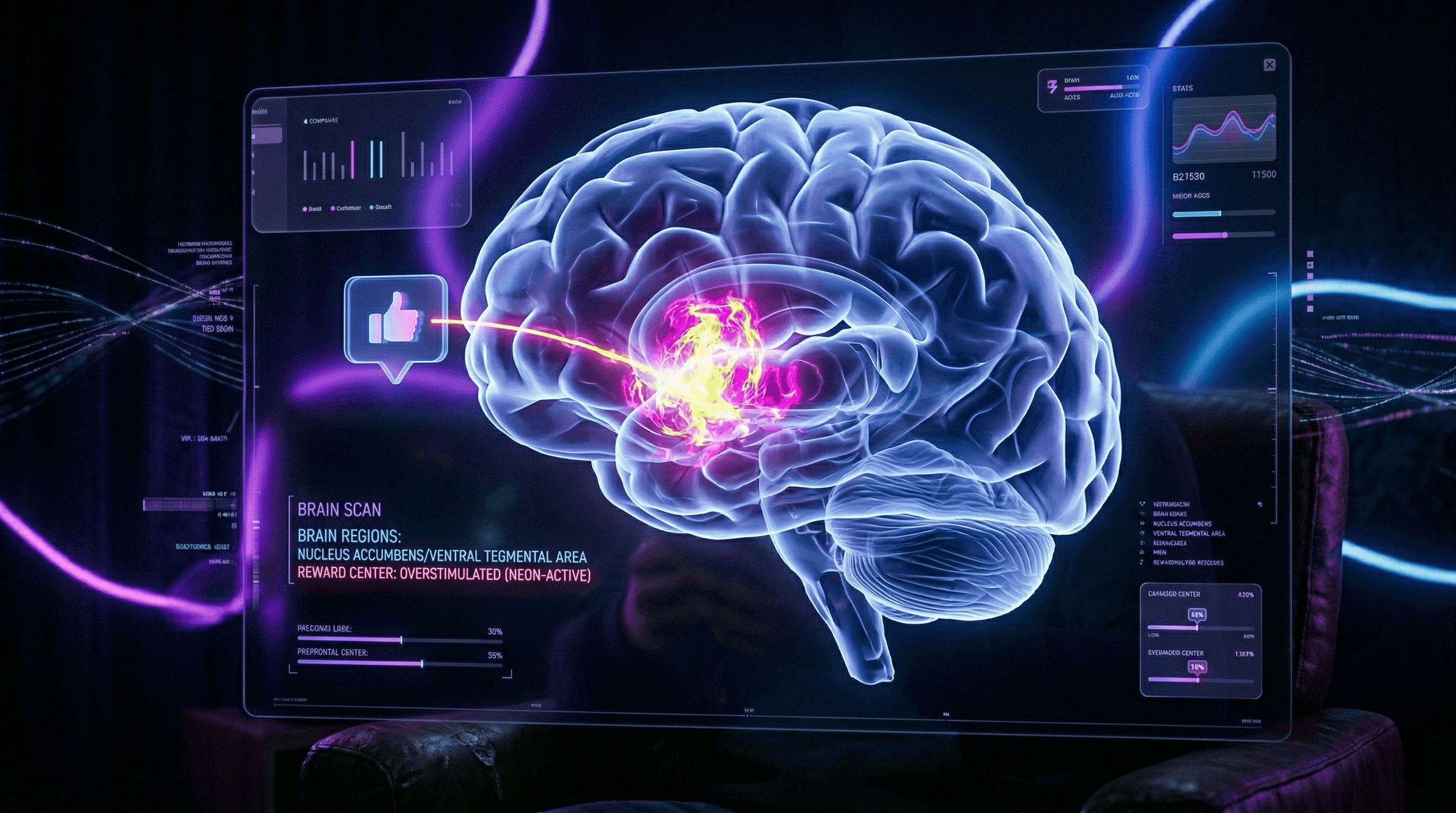 fMRI showing dopamine response to notifications